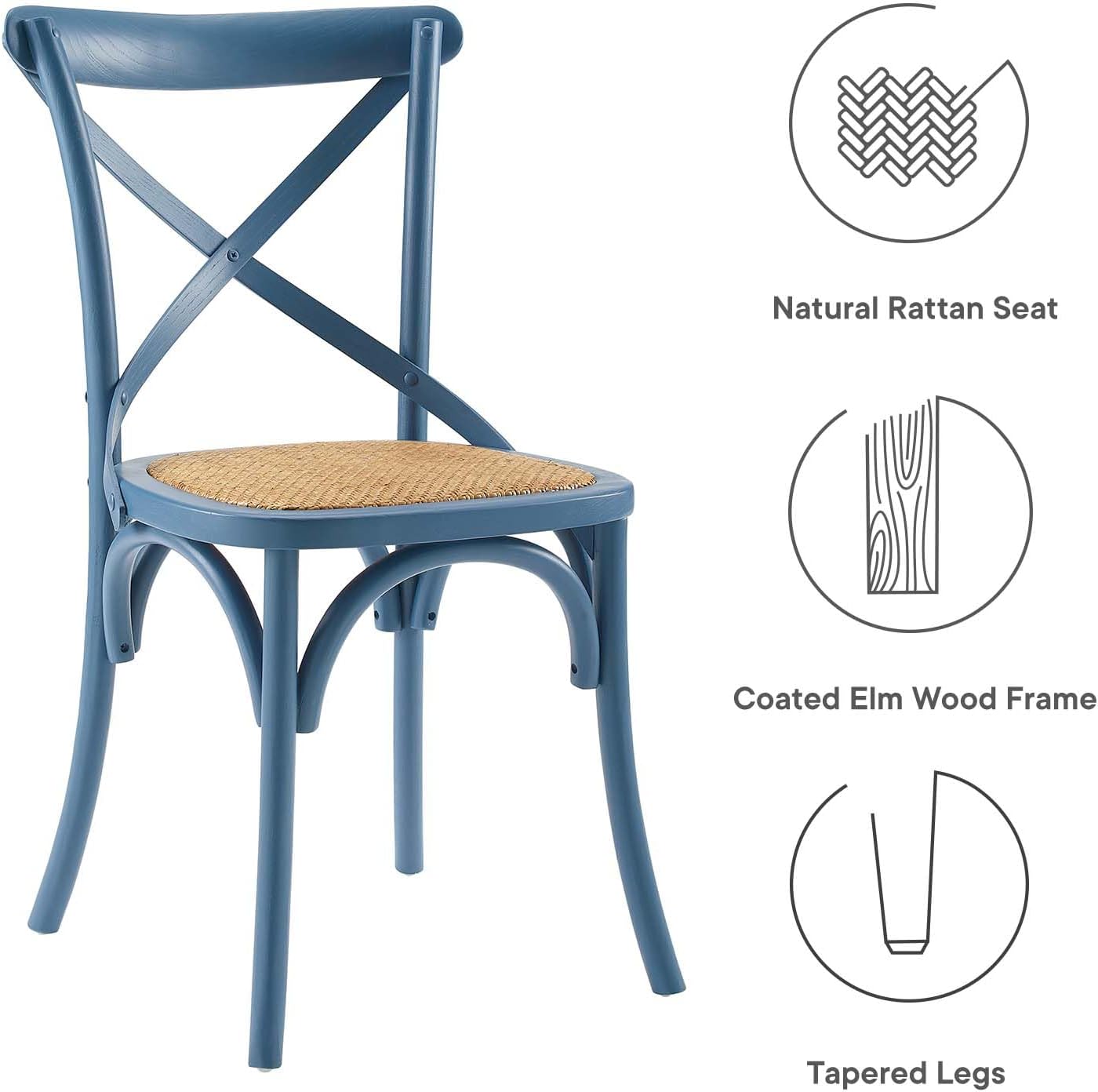 Modway Gear Rustic Modern Farmhouse Elm Wood Rattan Dining Chair in Gray