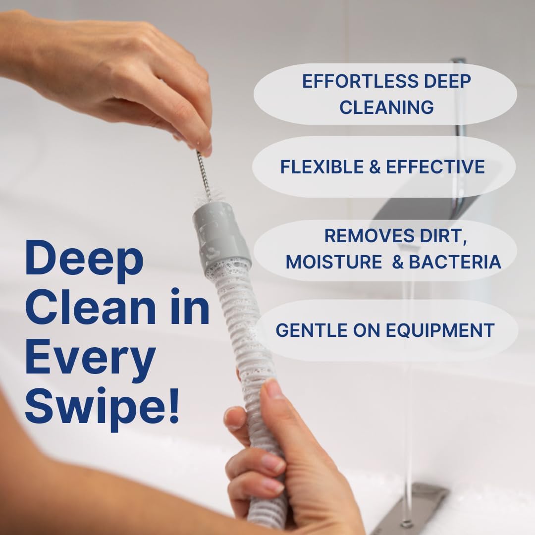 Snugell CPAP Tube Cleaning Brush Set – 84-Inch Flexible Cleaner for Tube Interiors & 7-Inch Brush for Masks – Designed for 22mm Tubing –