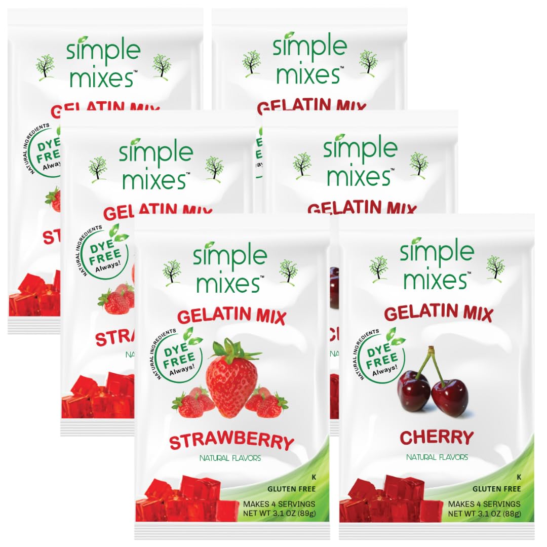 Simple Mixes Natural Gelatin Dessert, Lime, Kosher, 6 Pack of 3.1 oz each