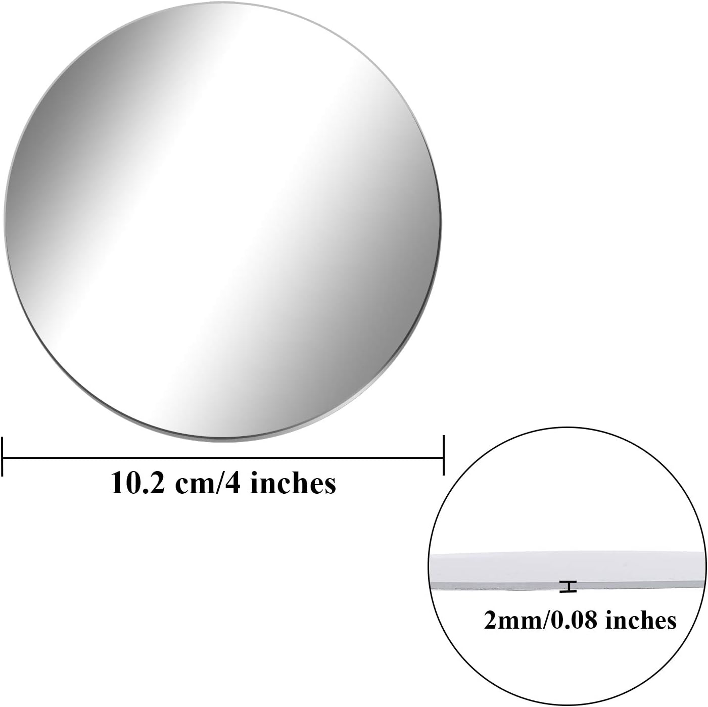Aneco Acrylic Round Mirrors Non Glass Round Mirror Plate Self Adhesive Mirror Stickers for Home Wall Decor or Wedding Table Centerpiece