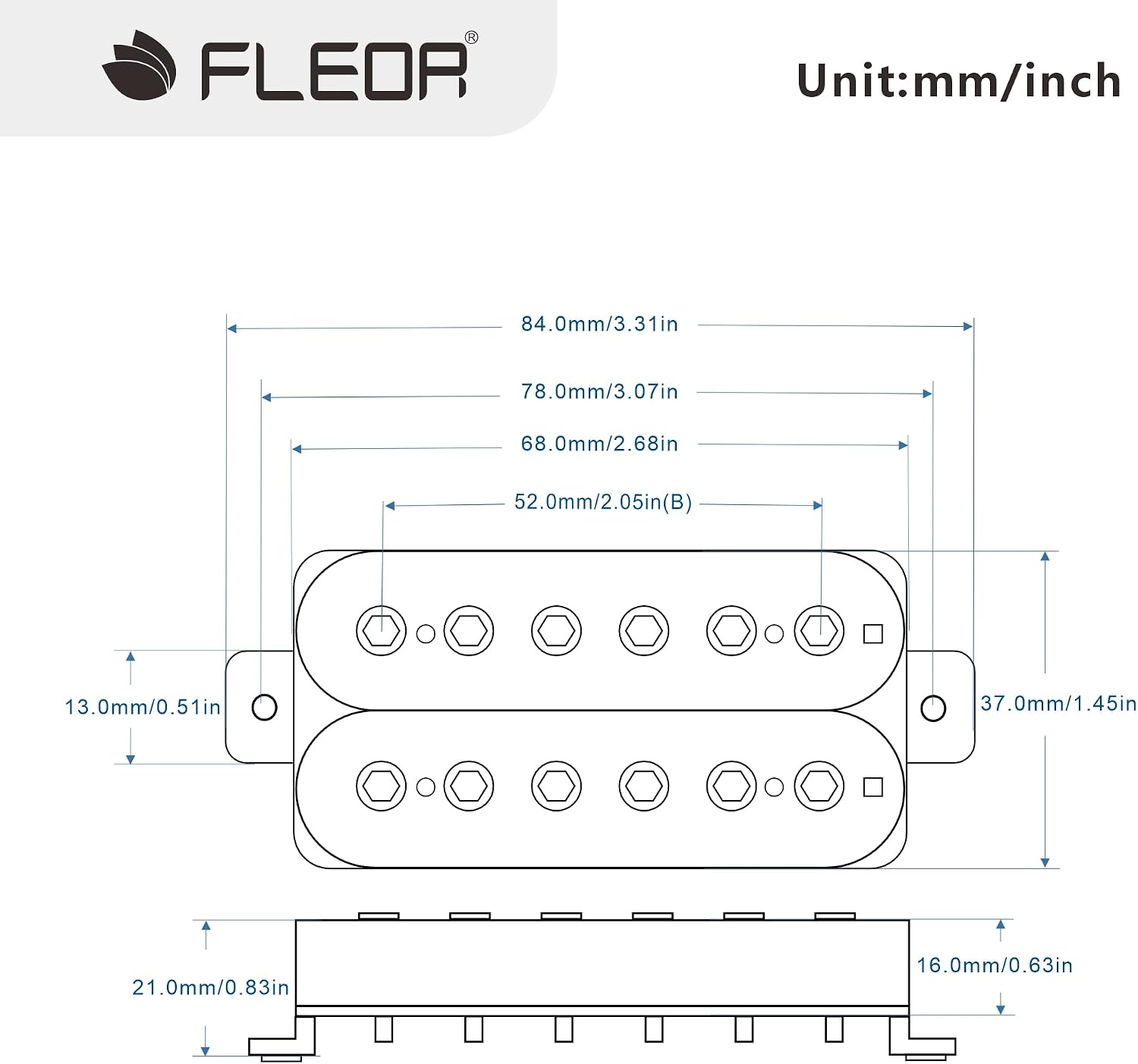 FLEOR Bridge Pickup Ceramic Double Coil Humbucker Pickups for Electric Guitar Pickup-Black