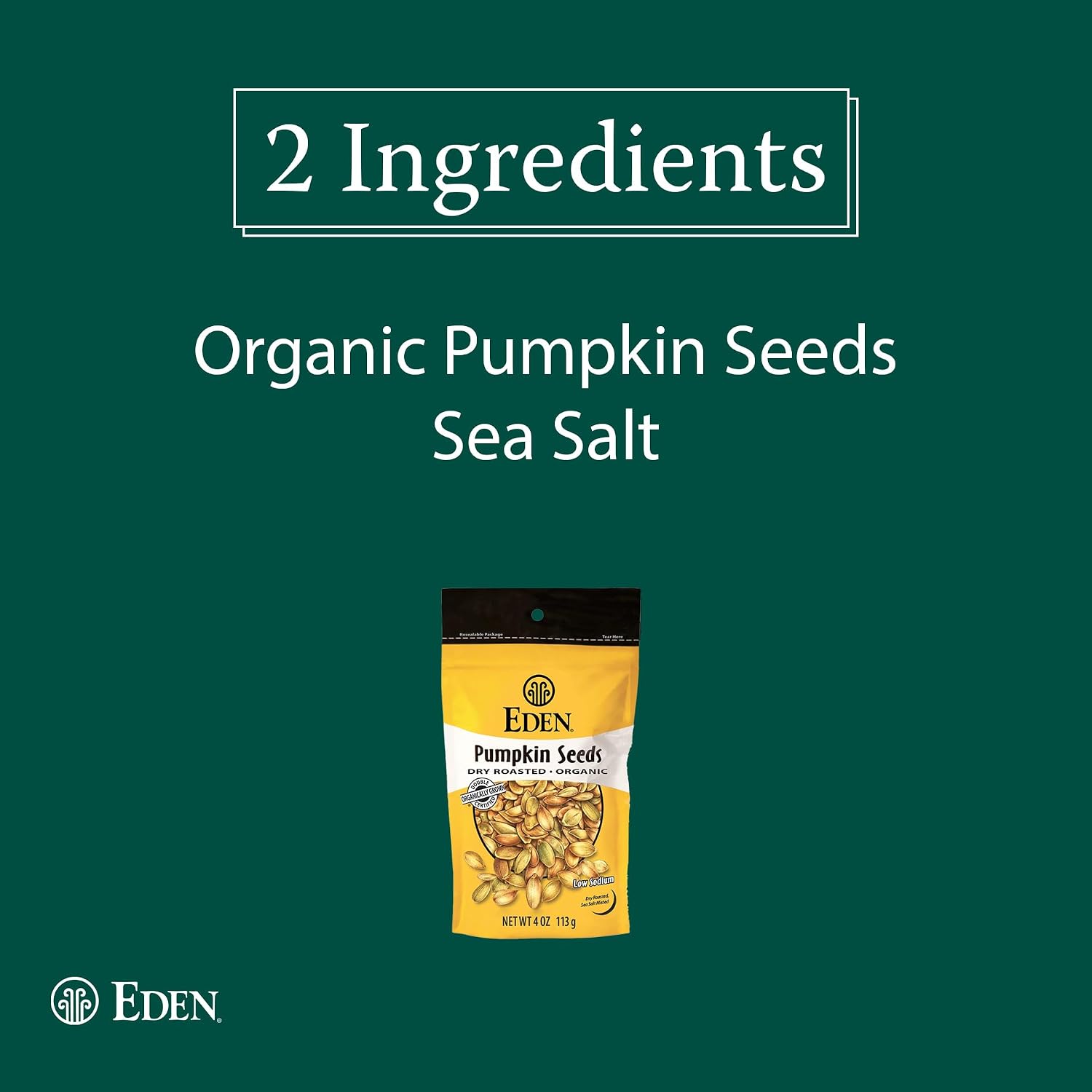 Eden Organic Pumpkin Seeds, Shelled, Dry Roasted and Lightly Sea Salted, to Eat, 4 oz (6-Pack)