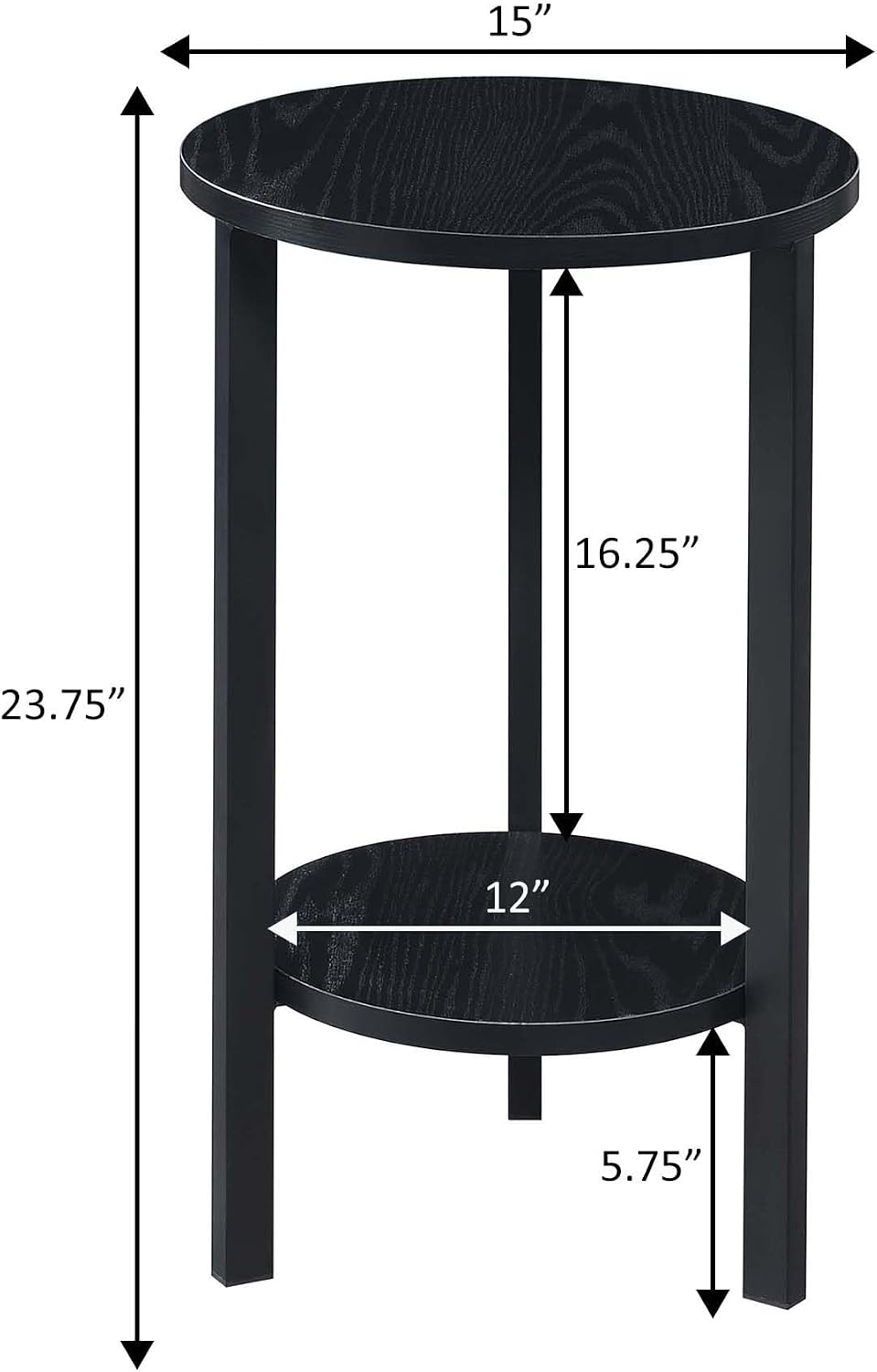 Convenience Concepts Graystone 24 inch 2 Tier Plant Stand - Industrial Stand for Plants, Vases, and Antiques, Urban Modern Design for The Living Room