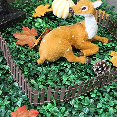 Prsildan 40 Inches Miniature Fairy Garden Fence, DIY Wood Picket Fence Mini Ornament