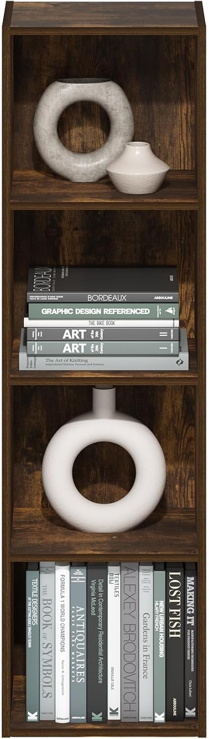 Furinno PASIR Book Shelf, 5-Tier Modern Bookshelf, Open Shelves Bookcase, 9 x 12 x 52, for Living Room, Bedroom, Home Office, Plain White