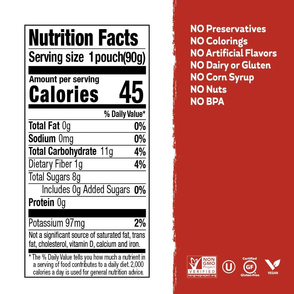Buddy Fruits Snacks To Go Multifruit Unsweetened Applesauce 3.2oz Pouch (18pk) Gluten-Nut-Dairy-Preservatives-BPA Free, Non GMO, Kosher