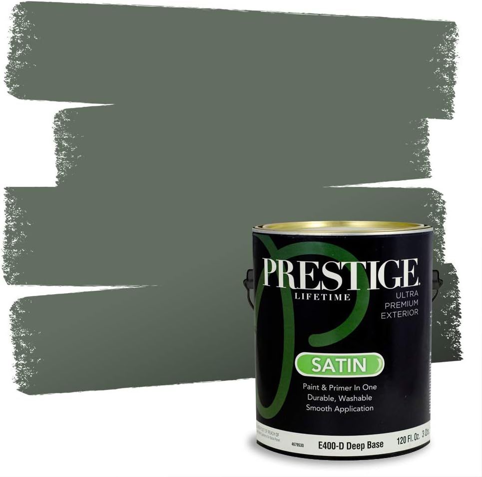 PRESTIGE Paints Exterior Paint and Primer In One, 1-Gallon, Flat, Comparable Match of Sherwin Williams* Coastal Plain*