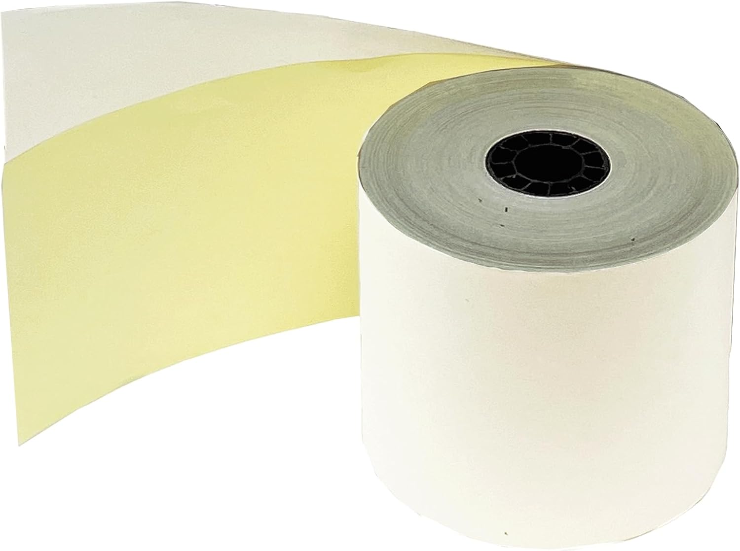 (10 Rolls - 50 GSM) 3'' x 95' White/Canary 2 Ply Carbonless Kitchen Printer Paper Cash Register Receipt Rolls for Star Micronics SP2000, UP389 VeriFone Omni 480, Printer 220, 250, 900 TMU 220