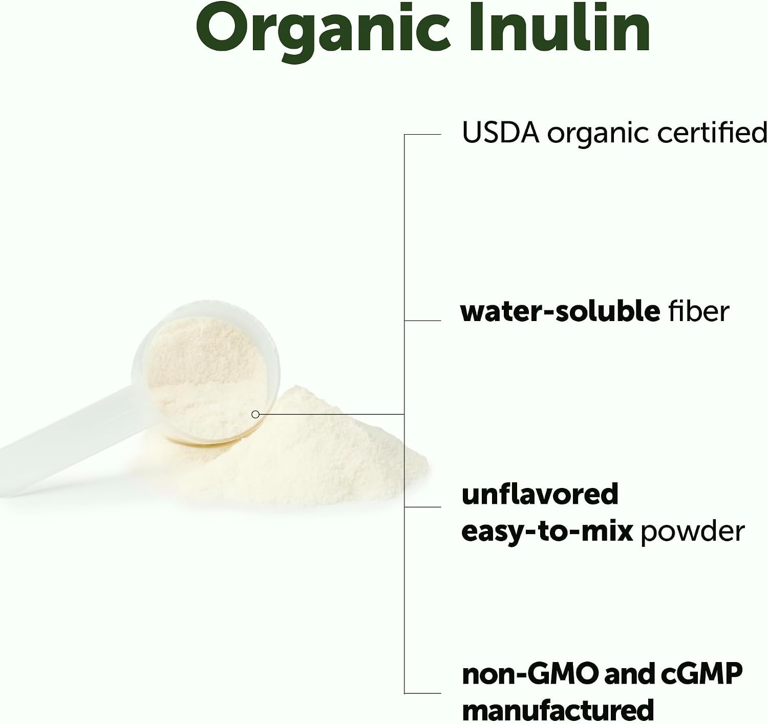 Micro Ingredients Organic Inulin FOS Fiber Powder, 2.2 lbs | Quick Water-Soluble Prebiotic | Natural Fiber for Smoothies & Drinks | Vegan Friendly, Dissolves Clear