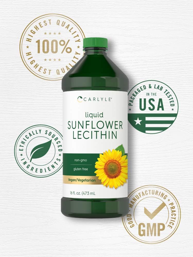 Carlyle Sunflower Lecithin Liquid | 16 fl oz (Pack of 2) | Vegan, Vegetarian, Non-GMO, Soy & Gluten Free Formula