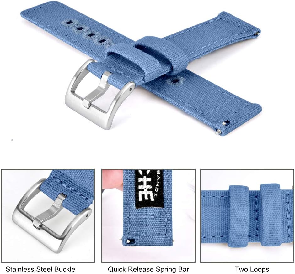 Ritche Christmas Gift Canvas Vintage Quick Release Watch Band 18mm 20mm 22mm 24mm Replacement Watch Straps for Men Women, White Elephant Gifts, Stocking Stuffers for Men, Father's Day gifts