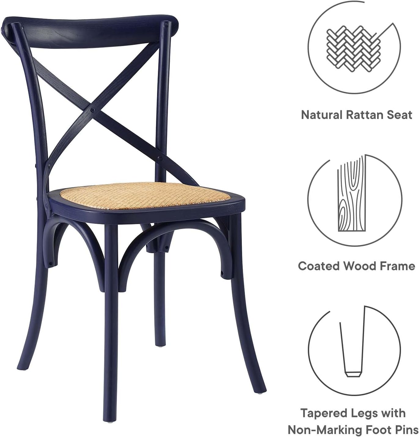 Modway Gear Rustic Modern Farmhouse Elm Wood Rattan Dining Chair in Gray