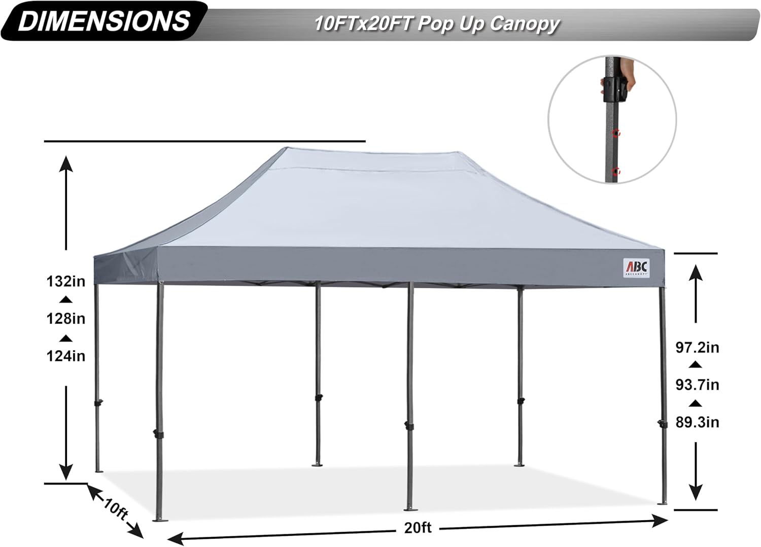 ABCCANOPY Patio Pop Up Canopy Tent 10x10 Commercial-Series (Black)
