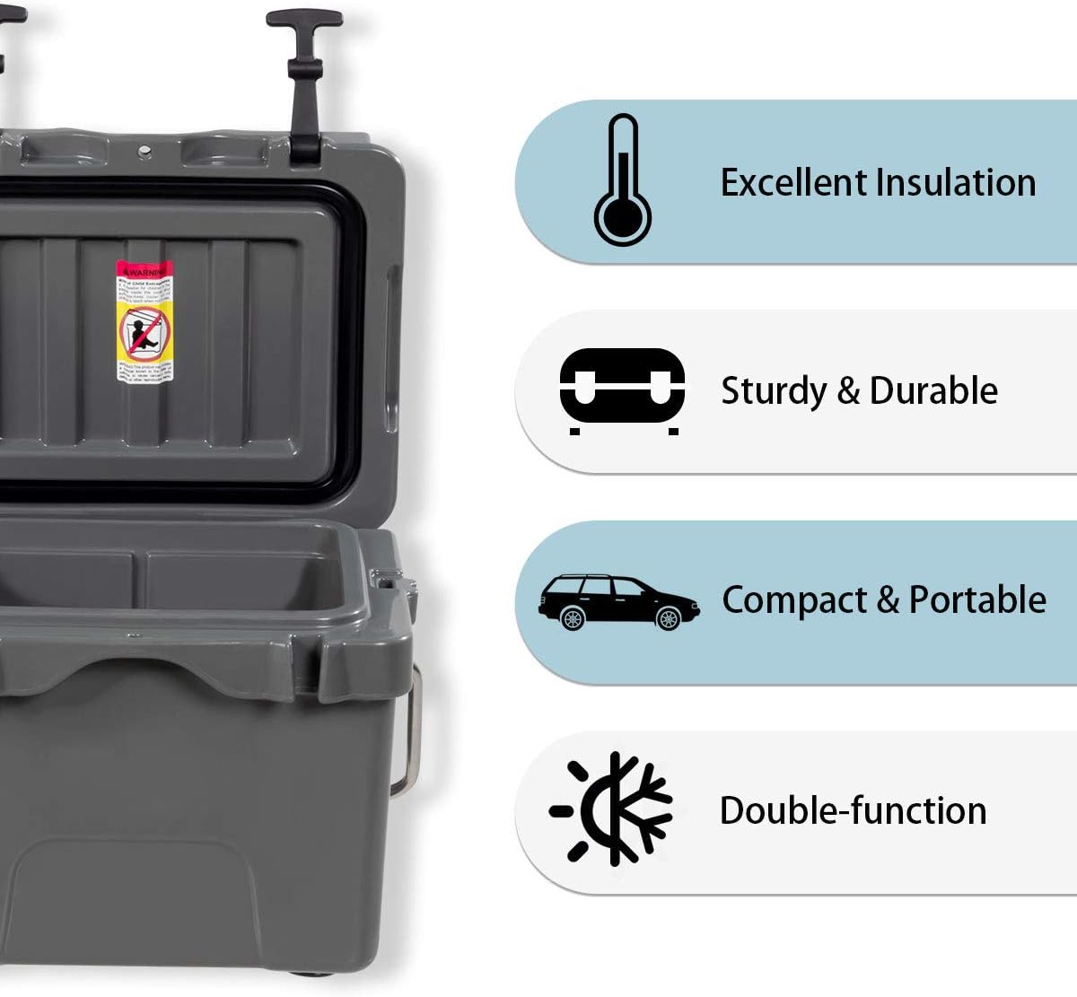 Goplus 16 Quart Cooler, 24-Can Capacity Ice Chest with 2 Cup Holders, 3-5 Days Ice Retention, Portable Insulated Ice Box for Camping