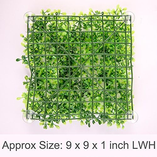 SLSON Aquarium Decorations Grass Artificial Plastic Lawn 9 inches Square Landscape Green Plants for Saltwater Freshwater Tropical Fish Tank Decoration
