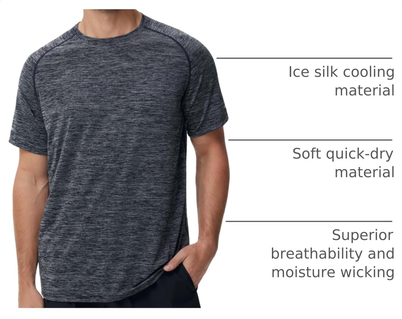 THE GYM PEOPLE Men's Cooling Running Shirts Ice Silk UPF 50+ Workout Tshirt