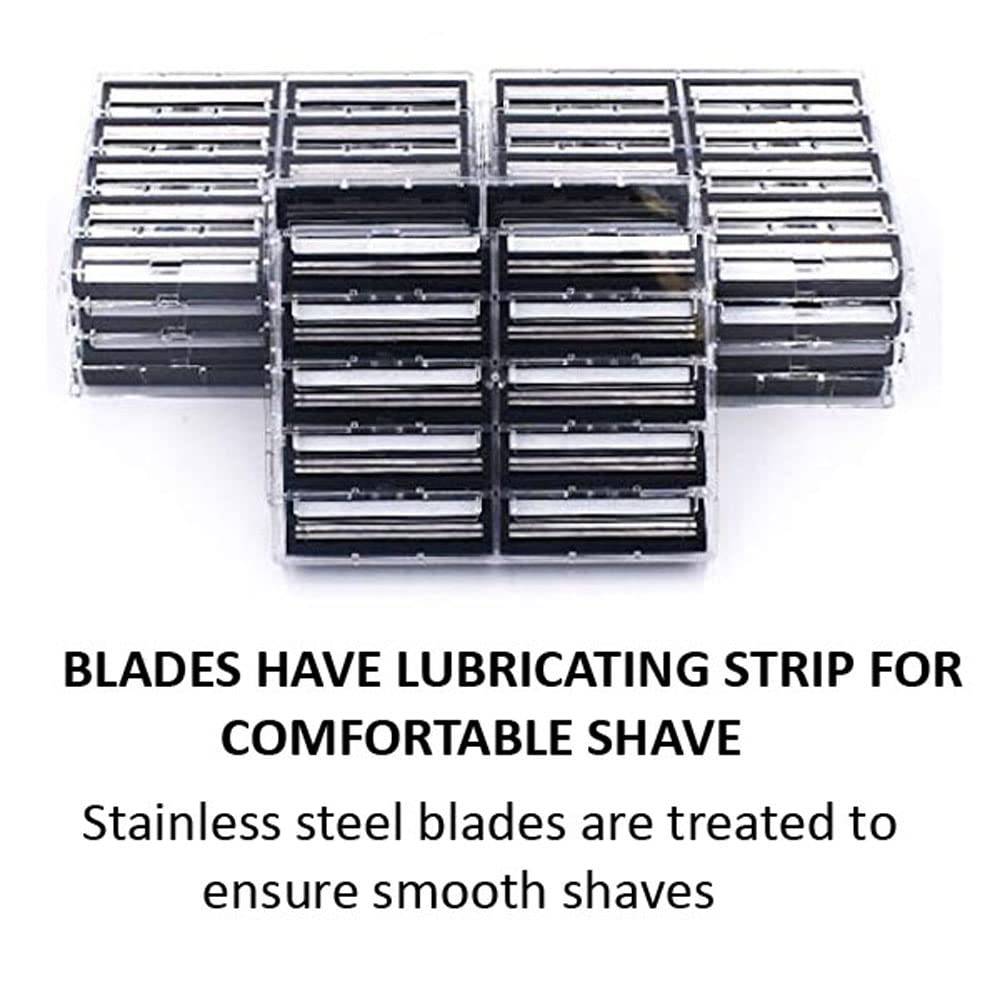 Taconic Shave 100 Twin Blade Razor Cartridges With Lubricating Strip - Compatible With All Gillette Trac 2, G2, G II, Contour