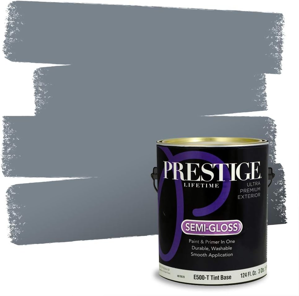 PRESTIGE Paints Exterior Paint and Primer In One, 1-Gallon, Satin, Comparable Match of Sherwin Williams* Tricorn Black*