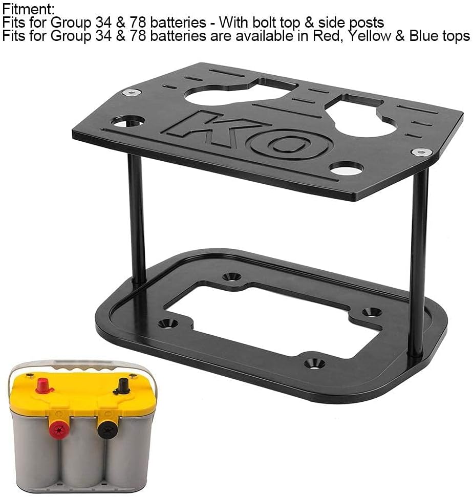 Aramox Stainless Steel Battery Tray for Group 34 & 78 Batteries - Red, Yellow & Blue Tops