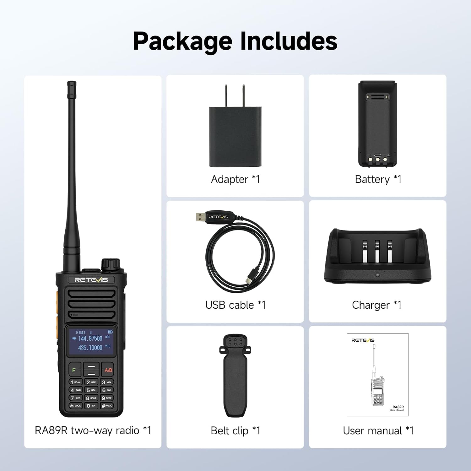 Retevis RA89R Ham Radio with Cross-Band Repeater, Long Range Radio | for Emergency, Survival, with APP Setting, Dual Band, High Power, IP54, Handheld, Long Range, 2800mAh USB-C Rechargeable