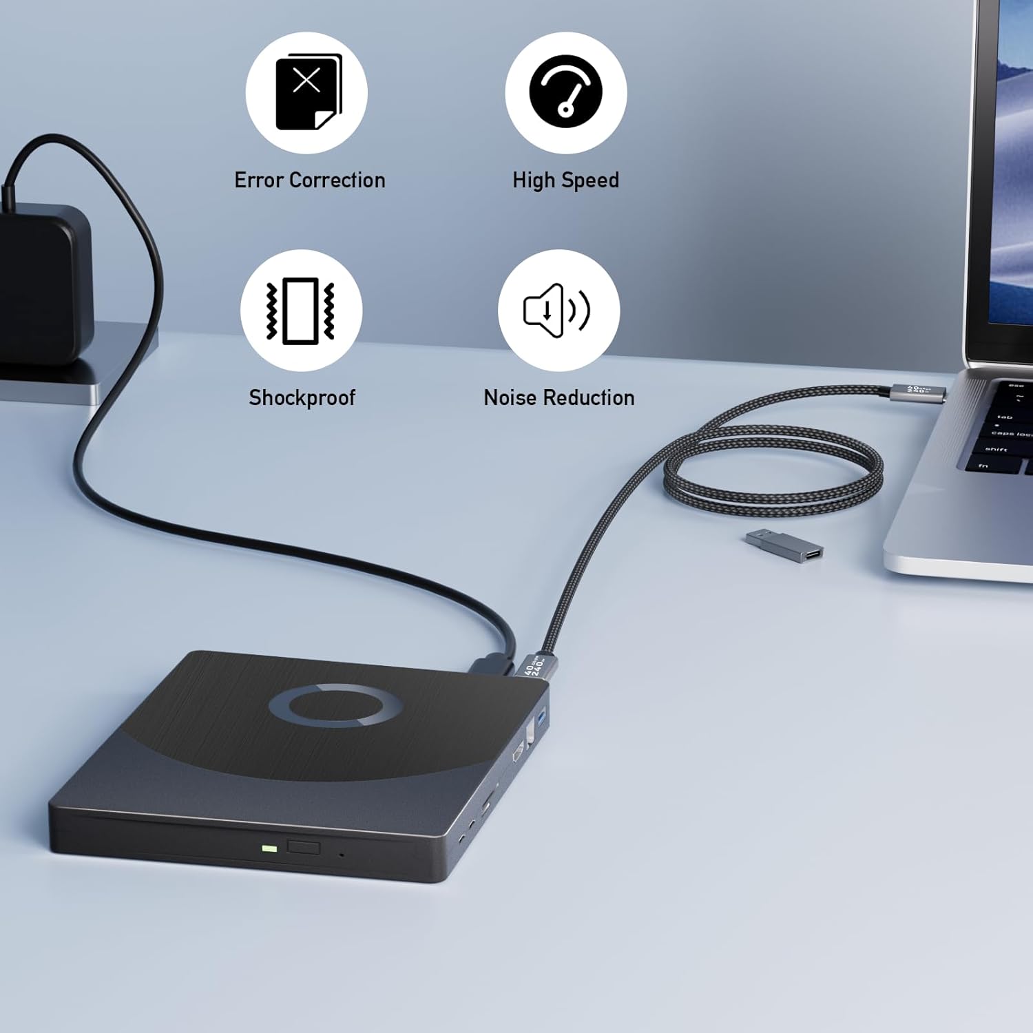 Yaeonku Versatile External Blu Ray Drive, Blu Ray Burner with HDMI/LAN | External Blueray/DVD Drive for PC Support 100G Disc