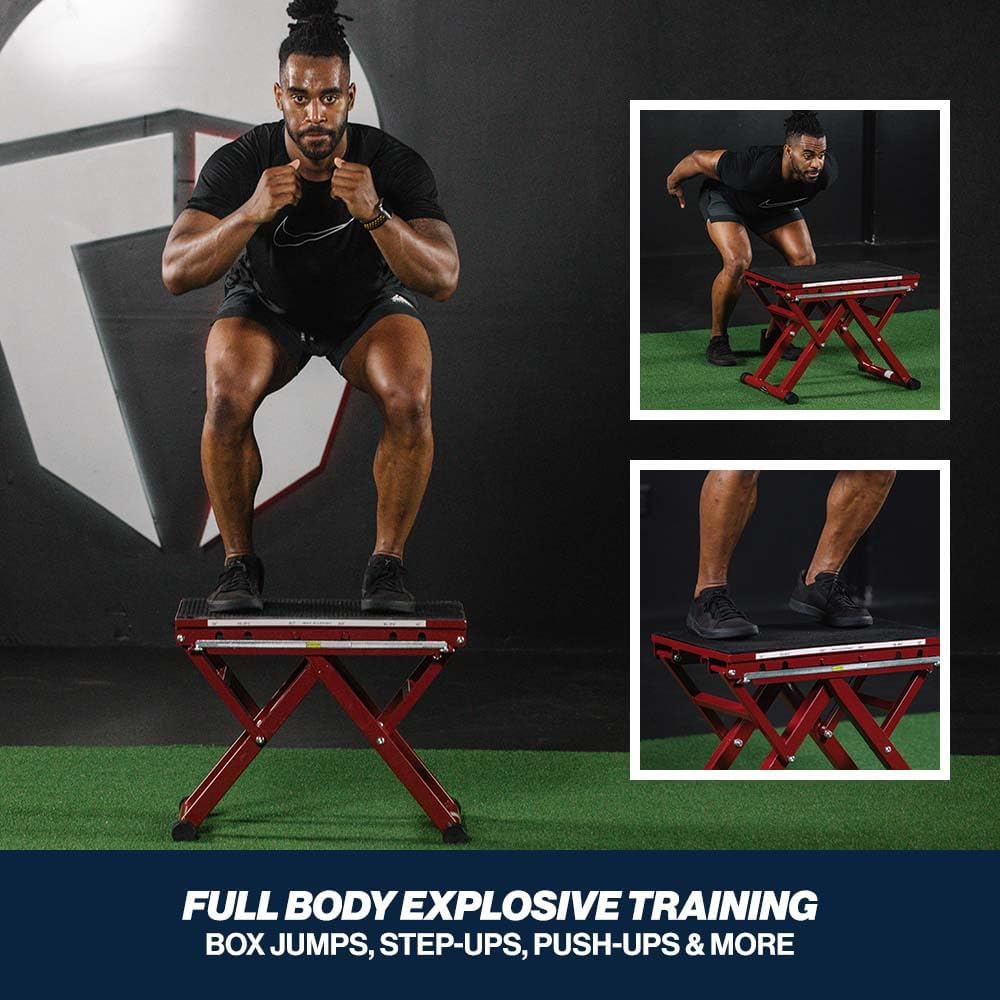 Titan Fitness Adjustable Steel Plyometric Box, 12", 16", 20" & 24" Height Settings, Heavy-Duty Plyo Jump Box for Box Jumps, Step-Ups, Agility