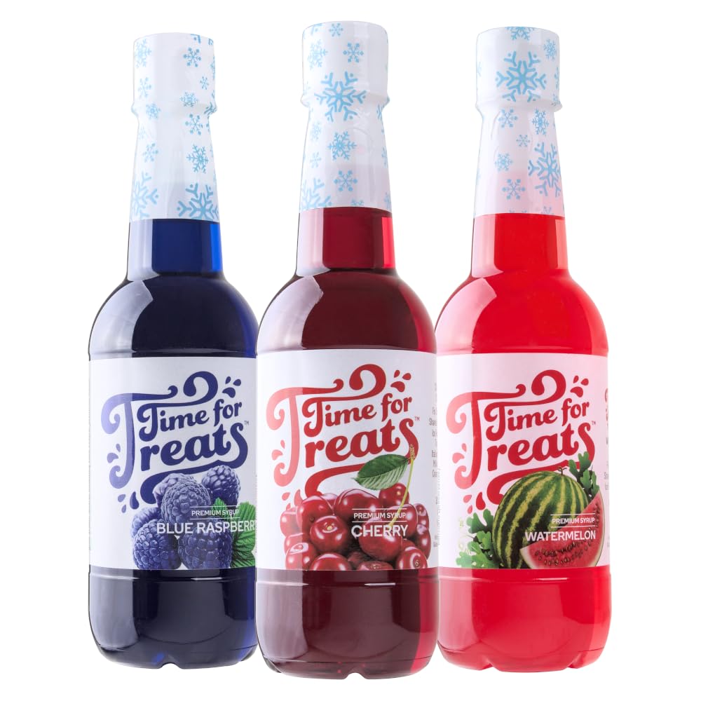 Time For Treats 3-Pack Tropical Punch, Watermelon, Lime Syrup 16.9 Fluid Ounce Per Bottle for Snow Cones, Homemade Sodas, Cocktails, Coffee, Baking and More