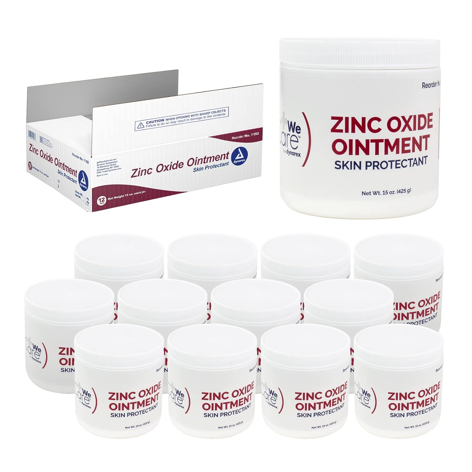 Dynarex Zinc Oxide Ointment, Protective Skin Barrier Ointment, Soothes, Prevents, & Relieves Chaffed Skin, and Irritation, White