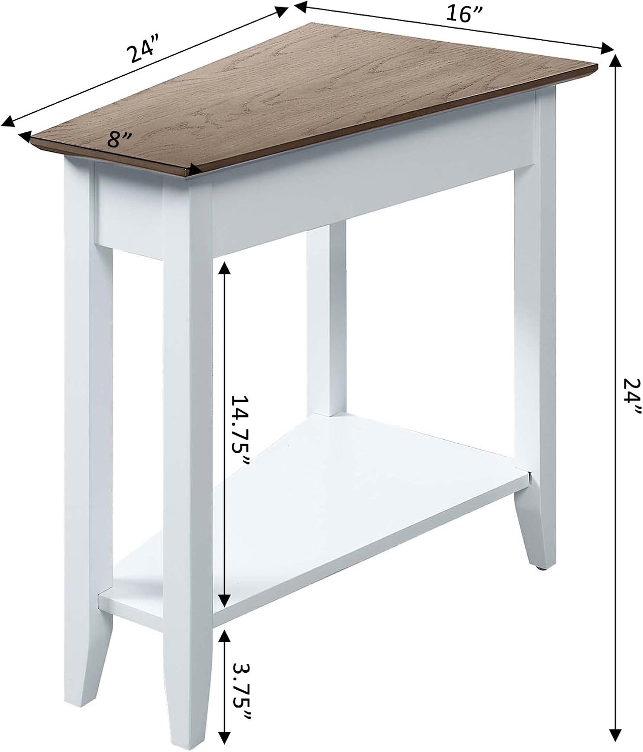 Convenience Concepts American Heritage Wedge End Table 24" - Classic Living Room Table with Storage Shelf, Side Table for Family Room, Bedside Table, Espresso
