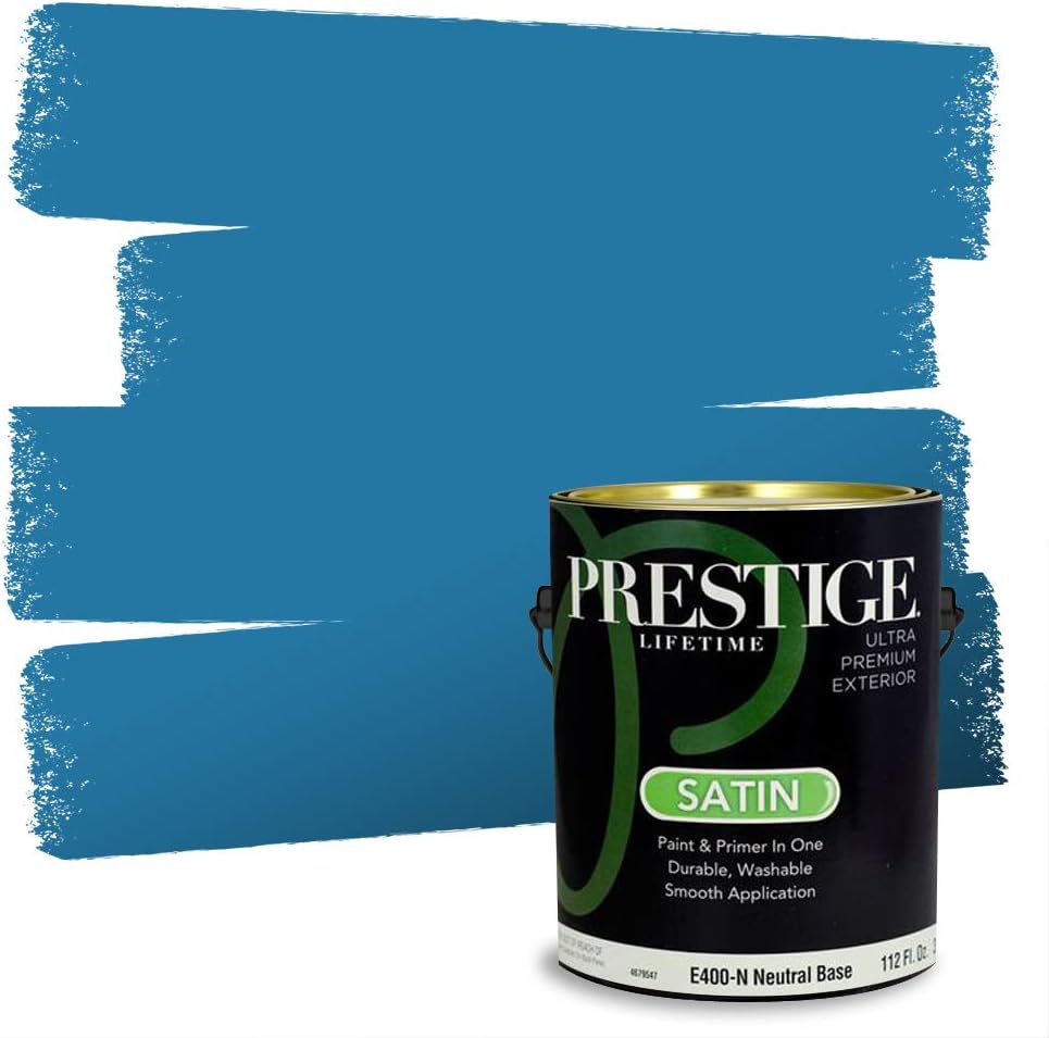 PRESTIGE Paints Exterior Paint and Primer In One, 1-Gallon, Semi-Gloss, Comparable Match of Sherwin Williams* Nifty Turquoise*