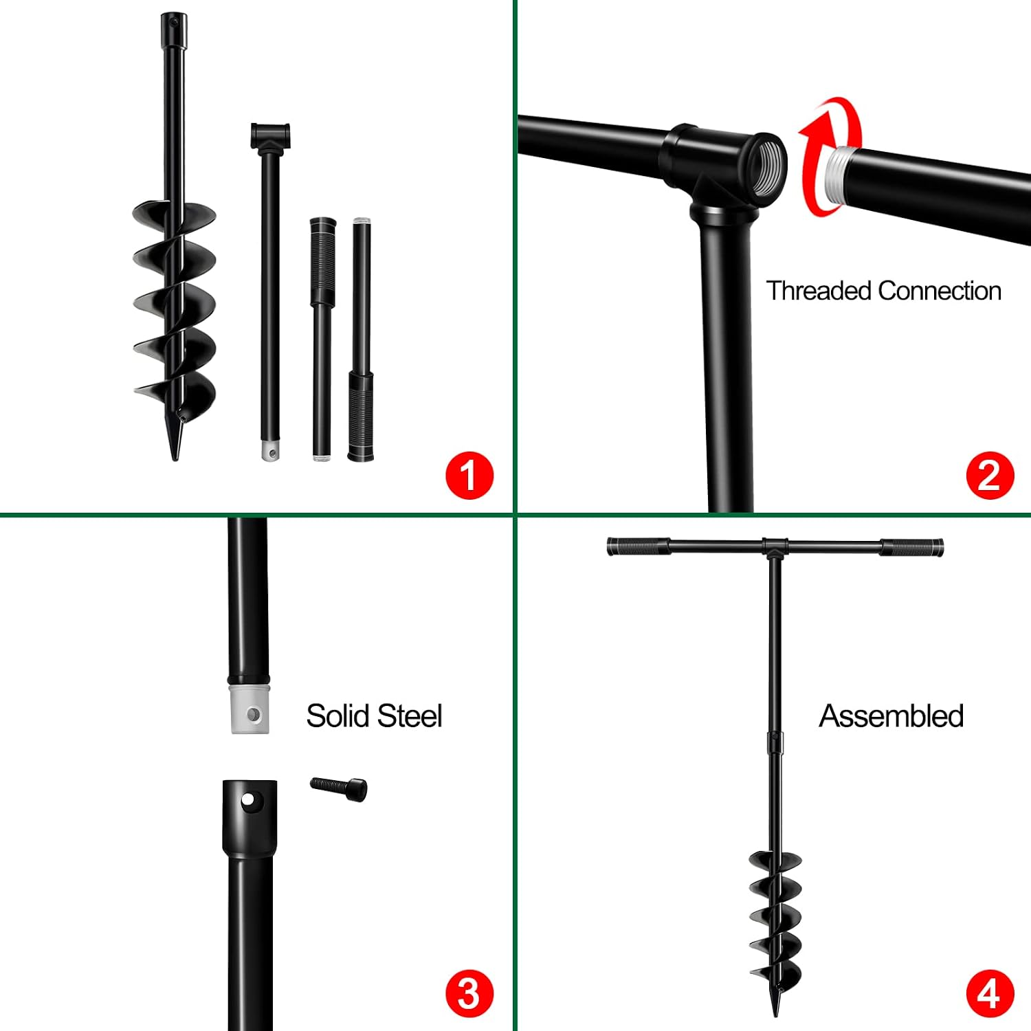 LONGRUN Auger Drill Bit for Planting-1.7"x15" Planting Auger, Garden Spiral Hole Drill Bulb Planter Tool for Planting, Bedding Plants, Flowers