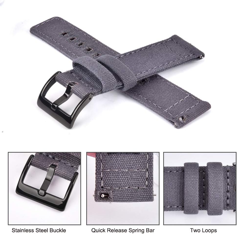 Ritche Christmas Gift Canvas Vintage Quick Release Watch Band 18mm 20mm 22mm 24mm Replacement Watch Straps for Men Women, White Elephant Gifts, Stocking Stuffers for Men, Father's Day gifts