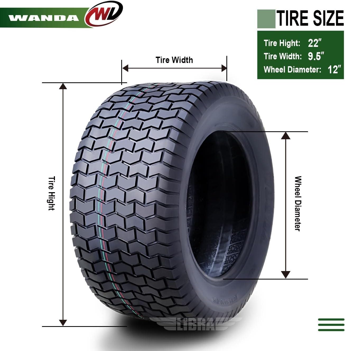 WANDA Set 2 15x6-6 15x6.00-6 Lawn Mower Tractor Turf Tires15x6x6 P332-13016 | Riding Lawn Mover, Garden Tractor