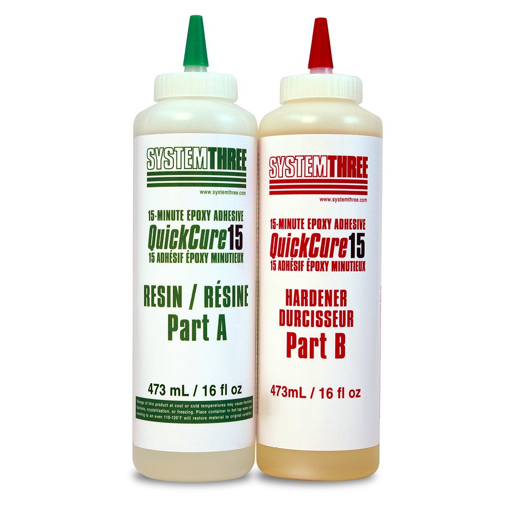 System Three Quick Cure 15 Epoxy Adhesive, 1 Pt Bottle Kit, Amber