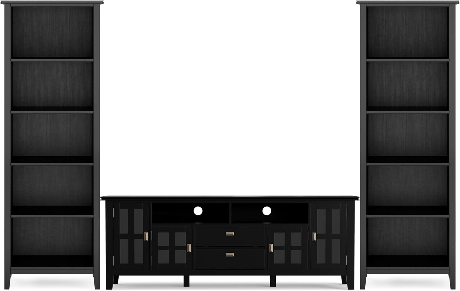SIMPLIHOME Artisan 53" Wide Solid Wood TV Stand in Russet Brown