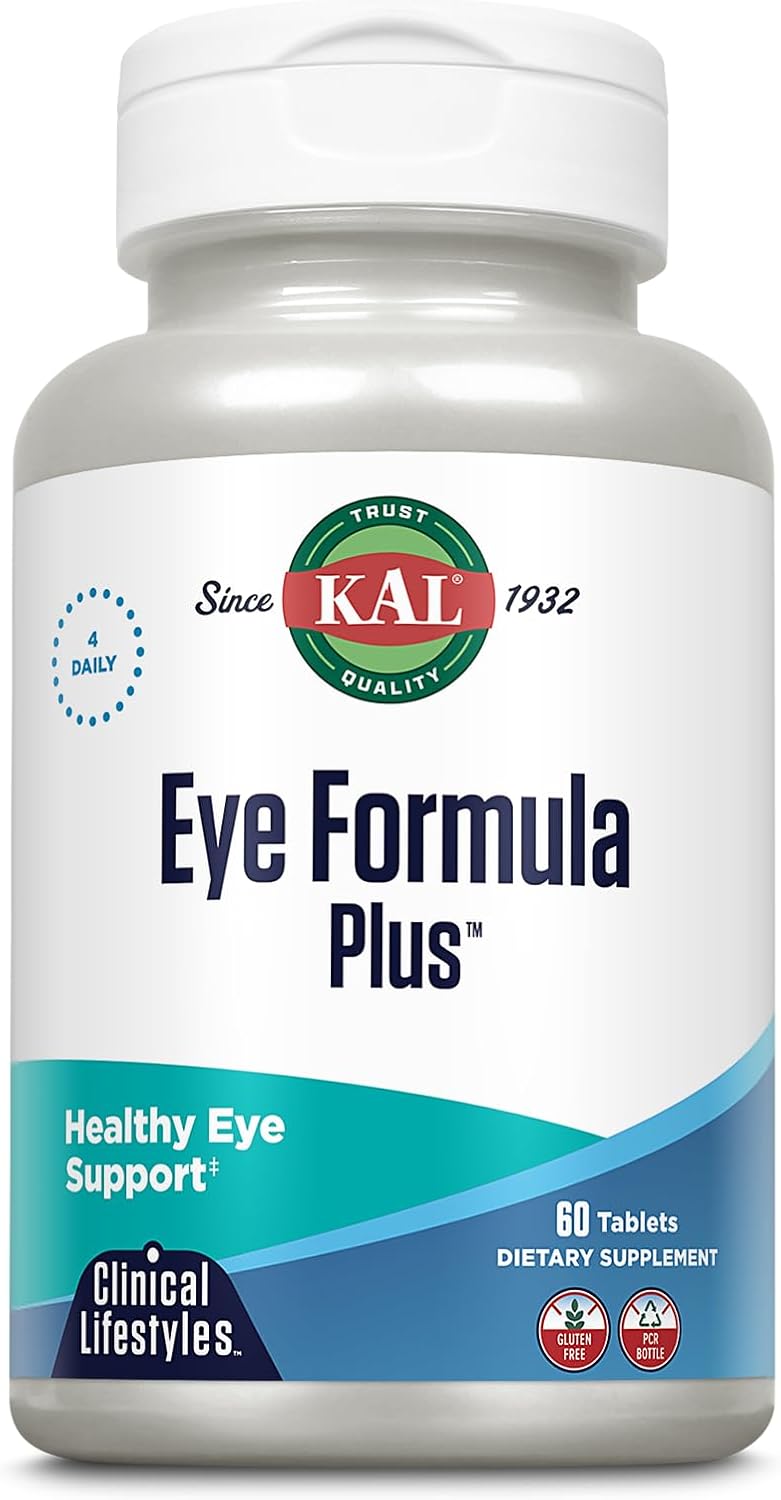 KAL Eye Formula Plus, 60 Tablets | Eye & Vision Support, Lutein, Zeaxanthin, Bilberry & Goji Extracts, 15 Servings, Lab Verified