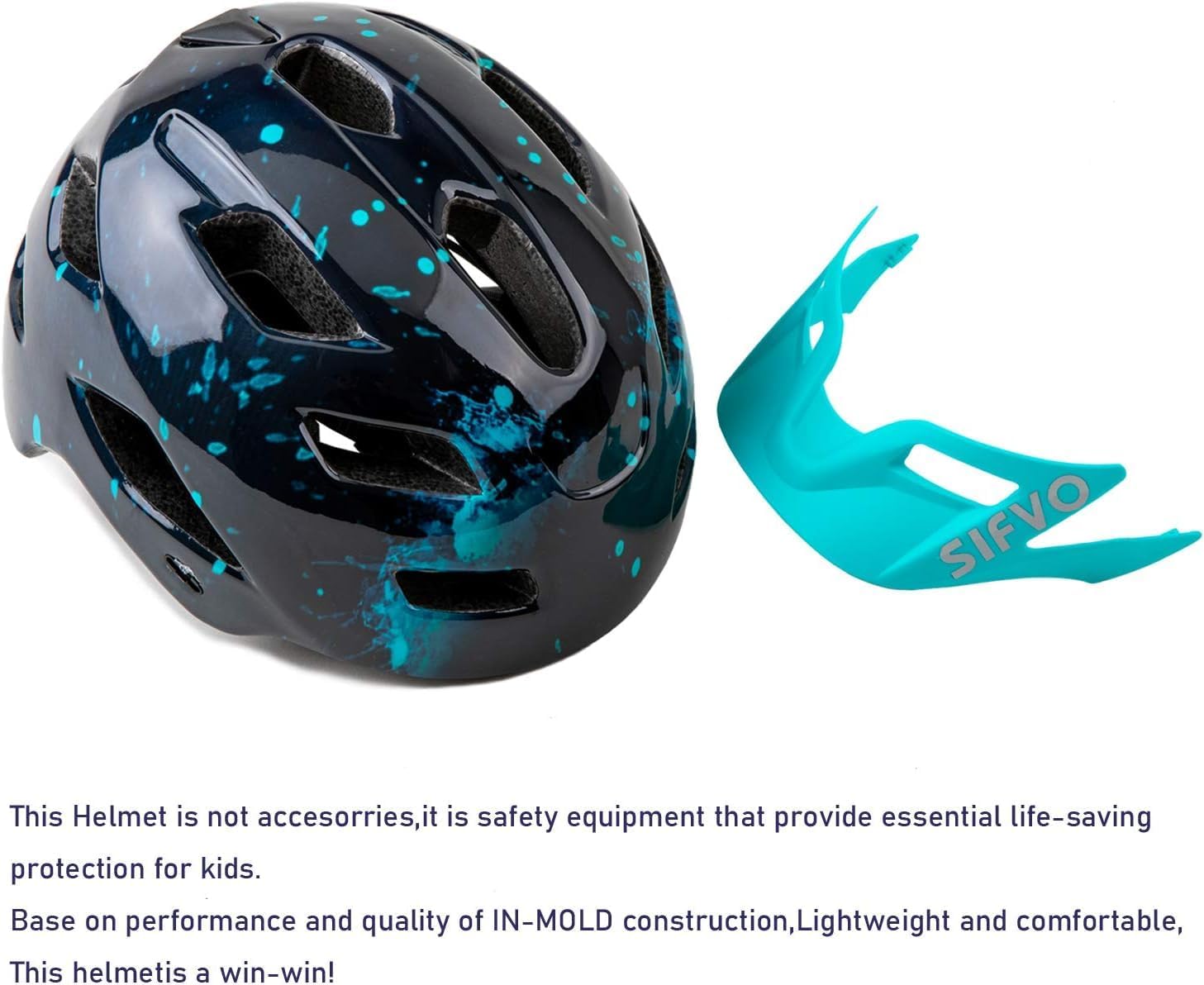 Kids Helmet, SIFVO Kids Bike Helmet Boys and Girls Bike Helmet with Cool Visor Helmet for Kids 5-14