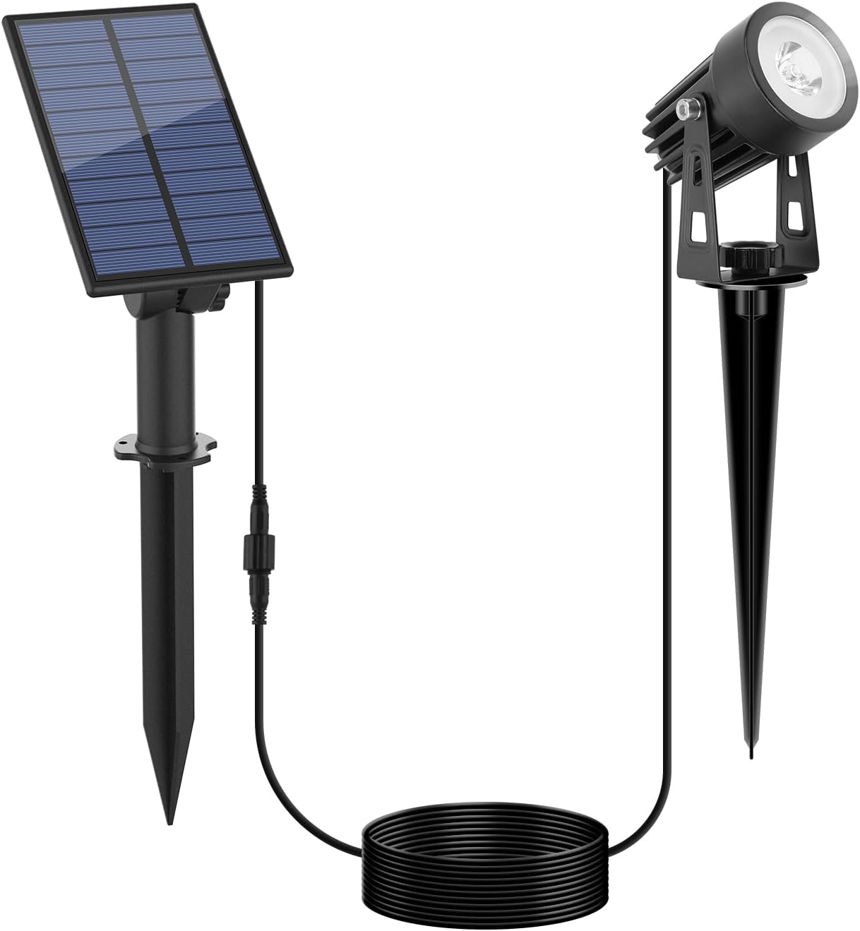 APONUO Metal Solar Spot Lights Outdoor with 9.8ft Cable Solar Powered Landscape Lighting Low Voltage IP65 Waterproof Auto On/Off for Outside Garden Yard Landscape Pathway Garage-Warm White(4-in-1)