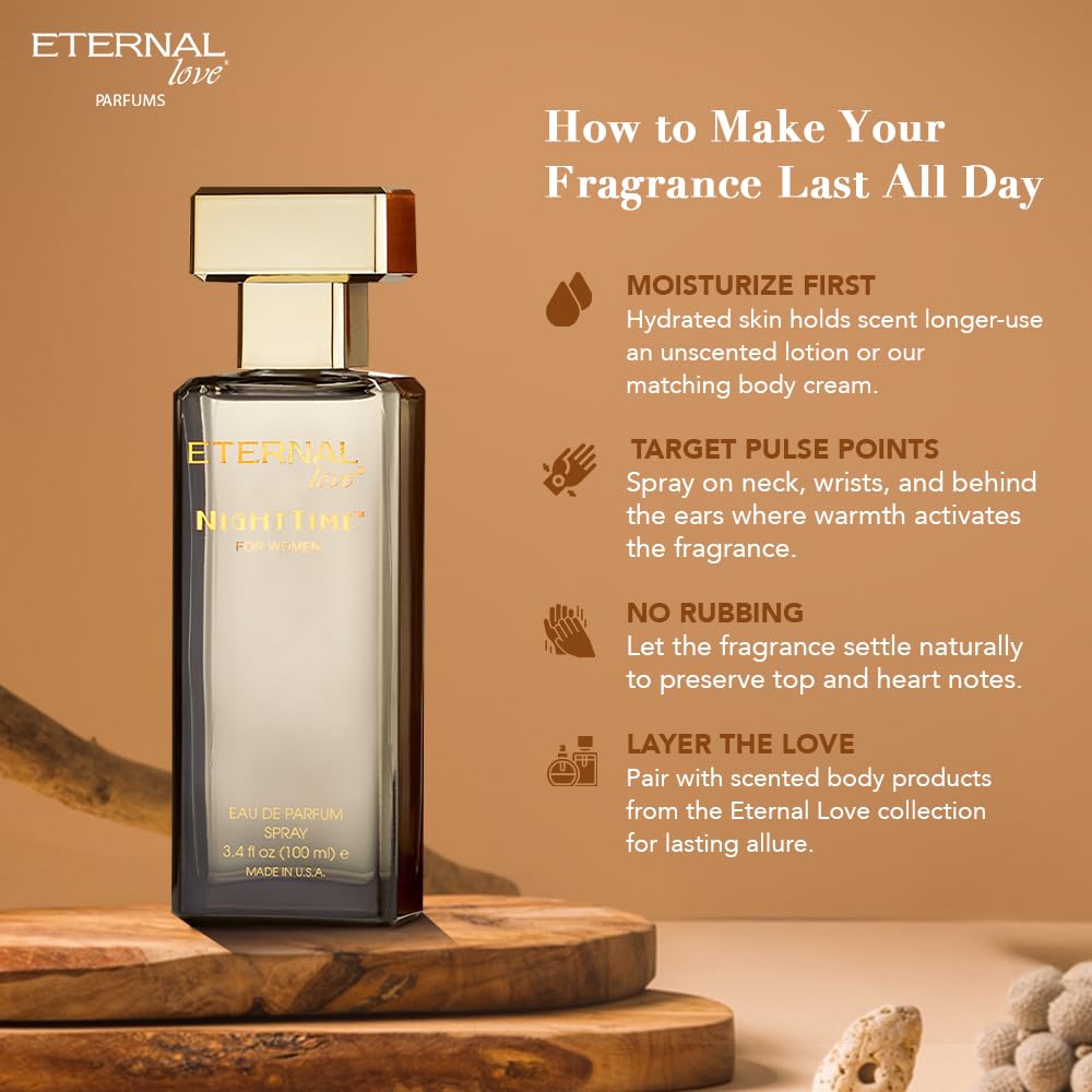 Eternal Love for Women - Long Lasting Eau de Parfum Spray - Premium Floral Fragrance with Peach & Sandalwood - Soft Feminine Scent - 3.4oz