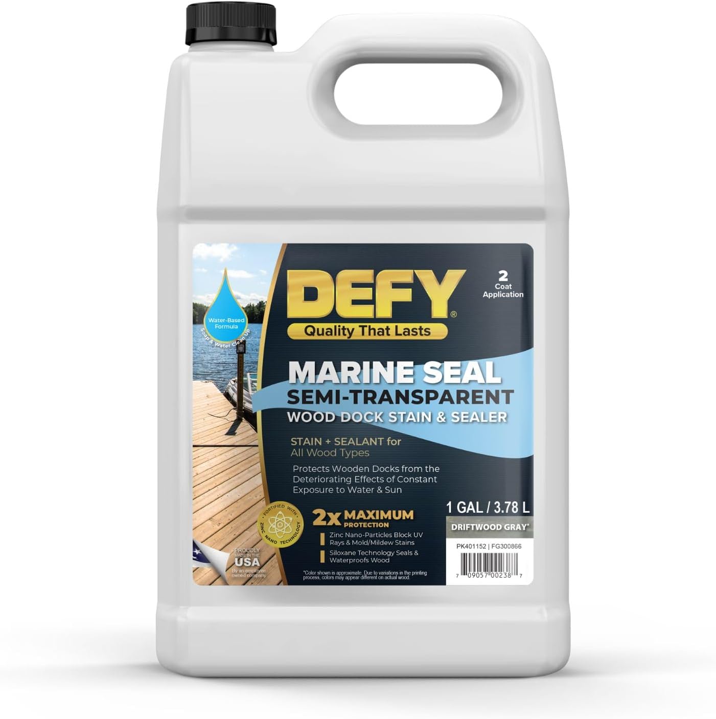 DEFY Marine Seal Semi-Transparent Exterior Wood Stain and Sealer - Waterproof Sealant for Wood Docks, Boat Piers, Marinas, Boardwalks, & More - Cedar Tone - 5 Gallon, Made in USA