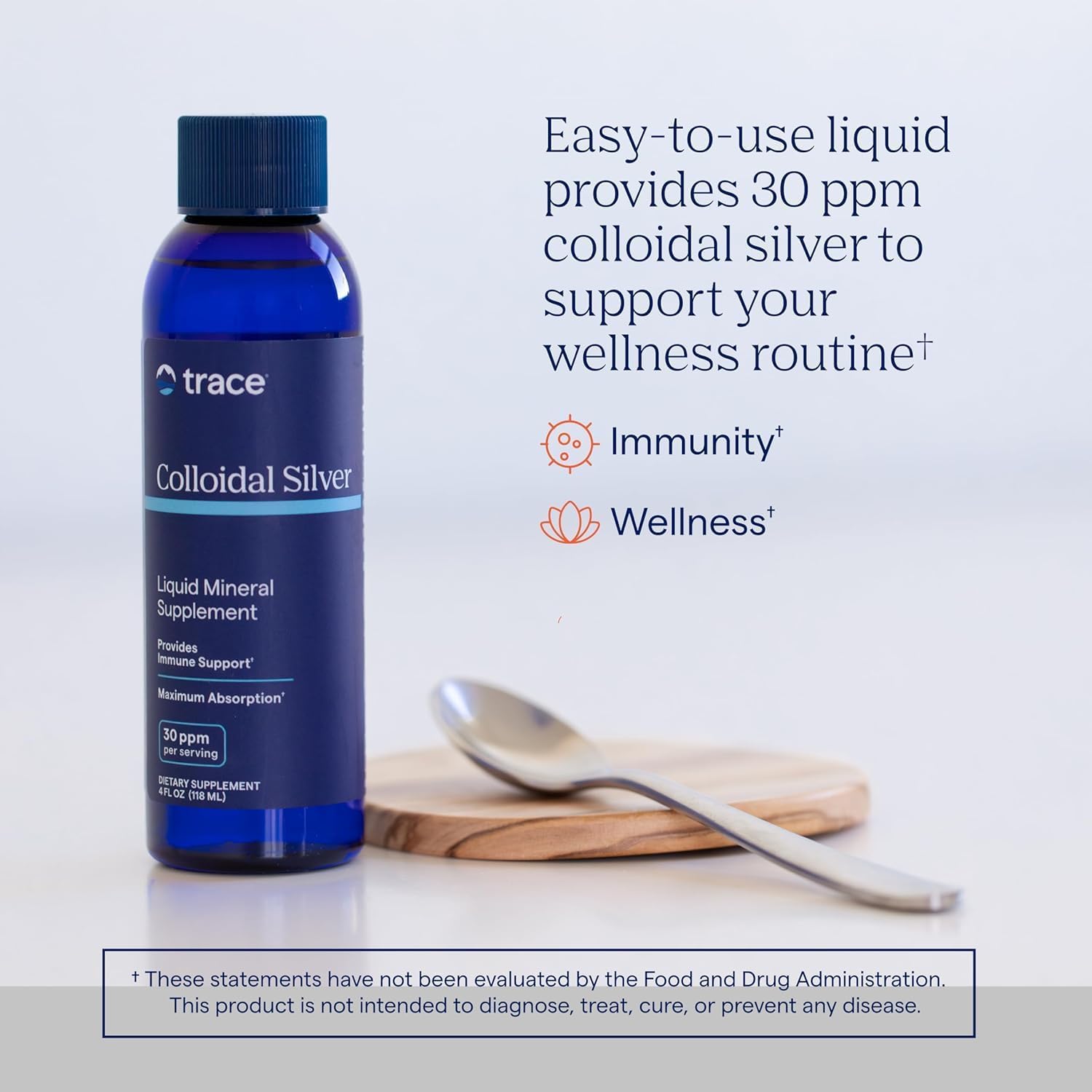 Trace Minerals Colloidal Silver Liquid Supplement, 16 oz | 30 PPM bio-active hydrosol, 99% pure silver, no additives or preservatives, distilled water base, super-oxygenated