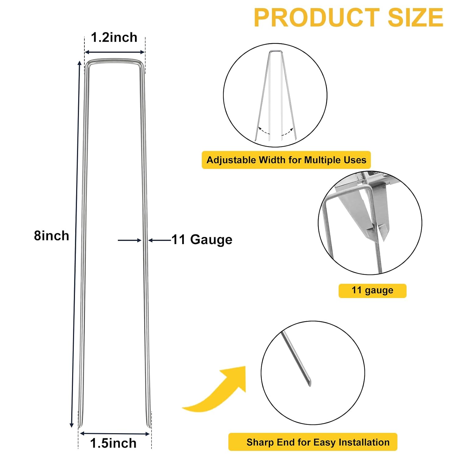 HongWay 240 Pack Landscape Staples 6 Inch, Galvanized Garden Stakes