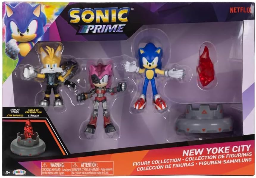 JAKKS Pacific Sonic Prime 2.5" Figure Multipack with Sonic, Tails Nine & The Prism Shard with Display Base!