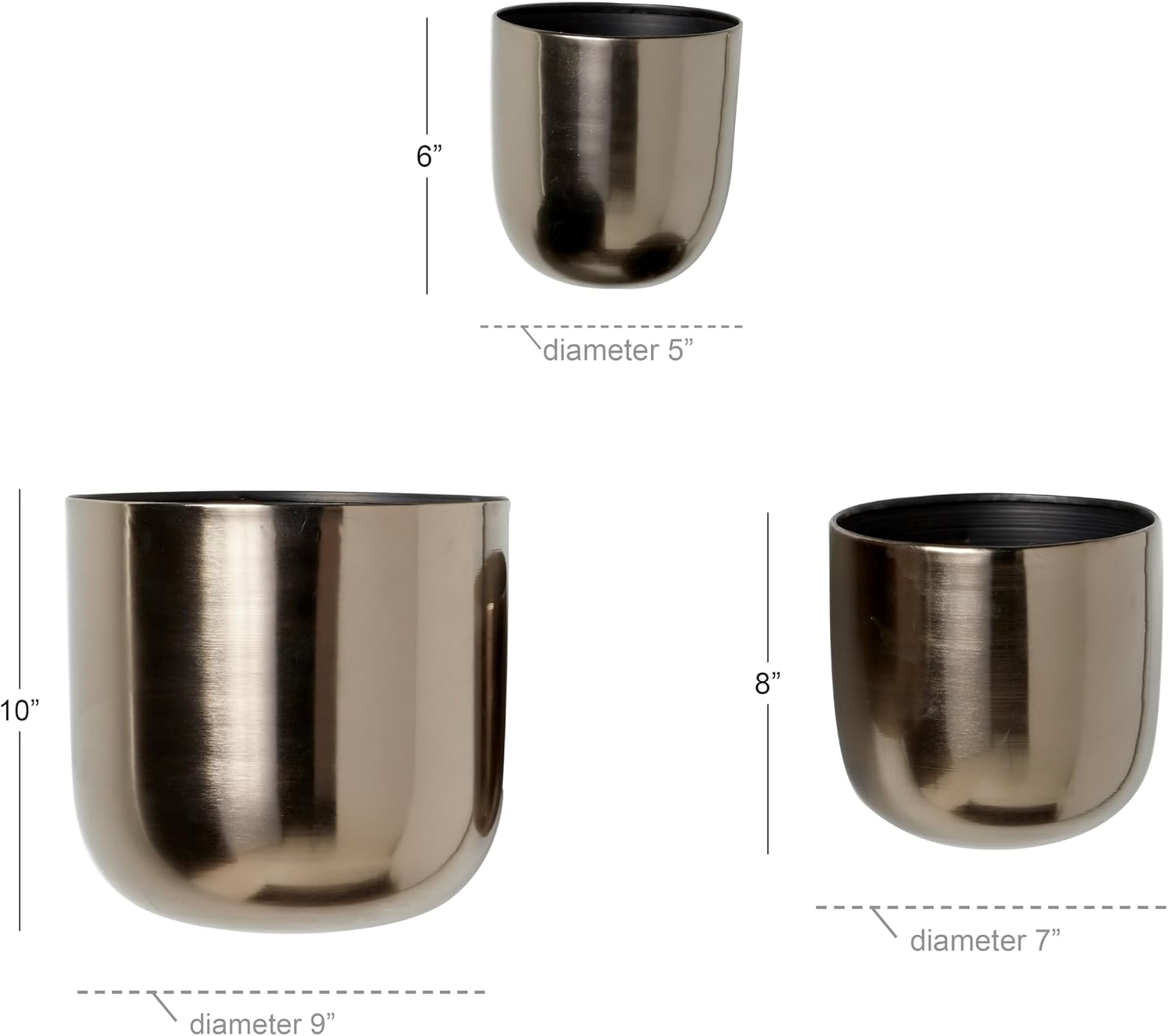 Deco 79 Metal Round Planter with Removable Stand, Set of 2 16", 13"H, Black