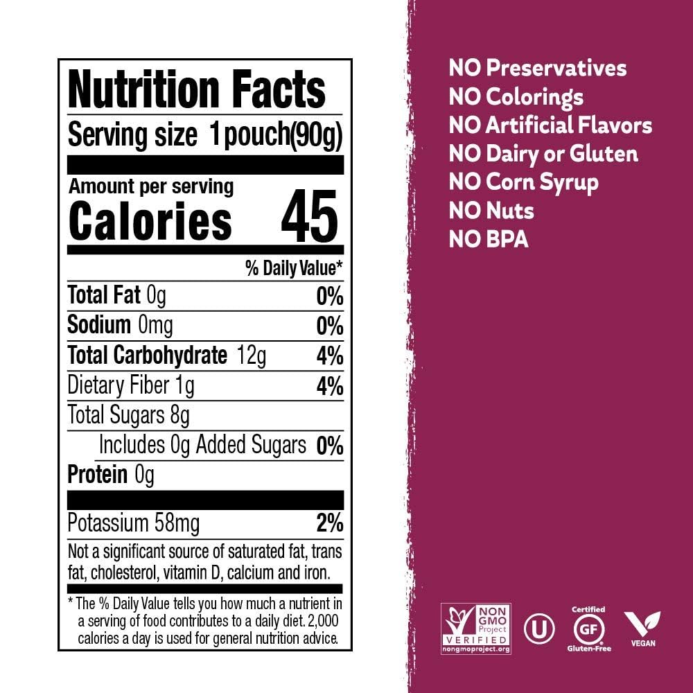 Buddy Fruits Snacks To Go Multifruit Unsweetened Applesauce 3.2oz Pouch (18pk) Gluten-Nut-Dairy-Preservatives-BPA Free, Non GMO, Kosher