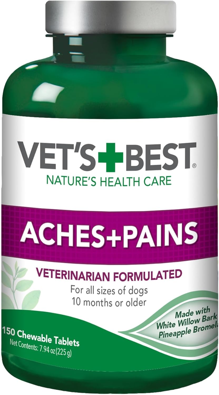 Vet's Best Dog Pain Relief Supplement, Dog Aspirin Alternative, 150 ct | Natural Joint Support Tablets, Helps Relieve Occasional Aches & Discomfort, Supports Mobility & Hip Health for Dogs