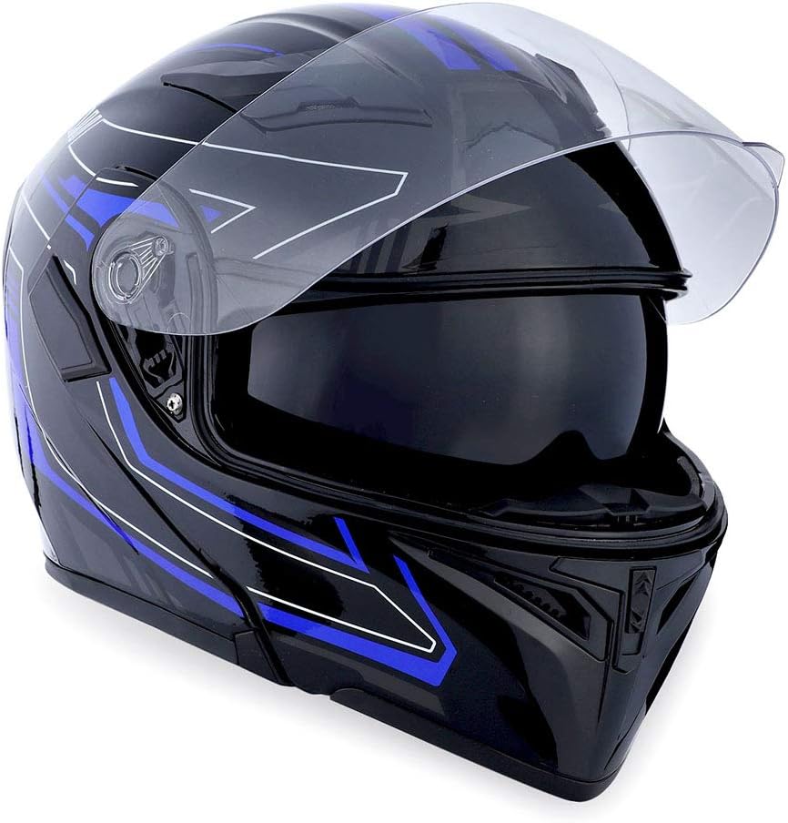 1Storm Motorcycle Modular Full Face Helmet Bike Flip up Dual Visor Sun Shield: HB89 Matt Black
