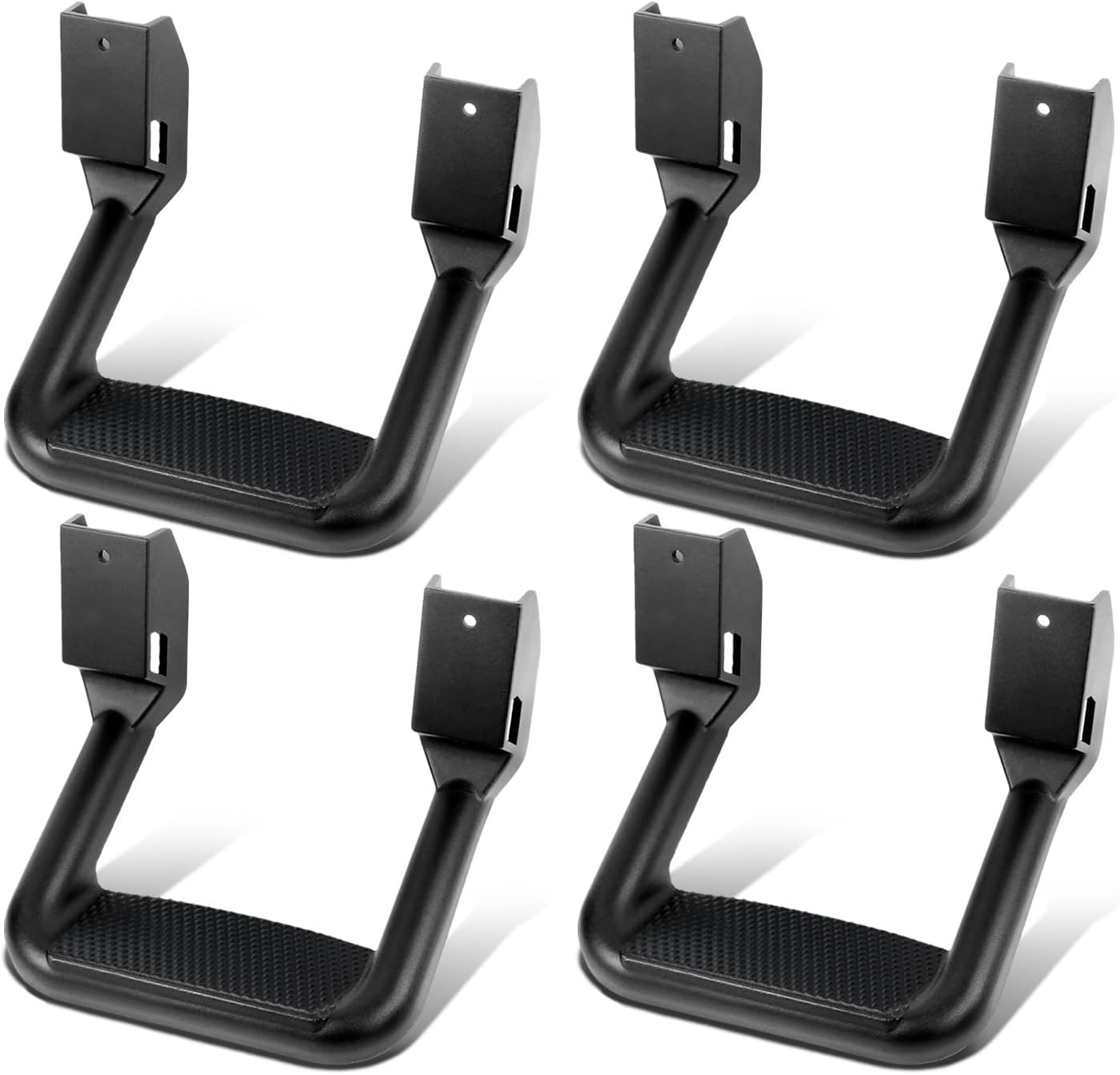 DNA MOTORING Pair Aluminum Side Hoop Steps Universal Side Step Compatible With Chevy GMC Dodge Pickup Trucks SUVs, 11"L x 6"H x 12"W, 2 Pcs, Silver, SSTEP-SS