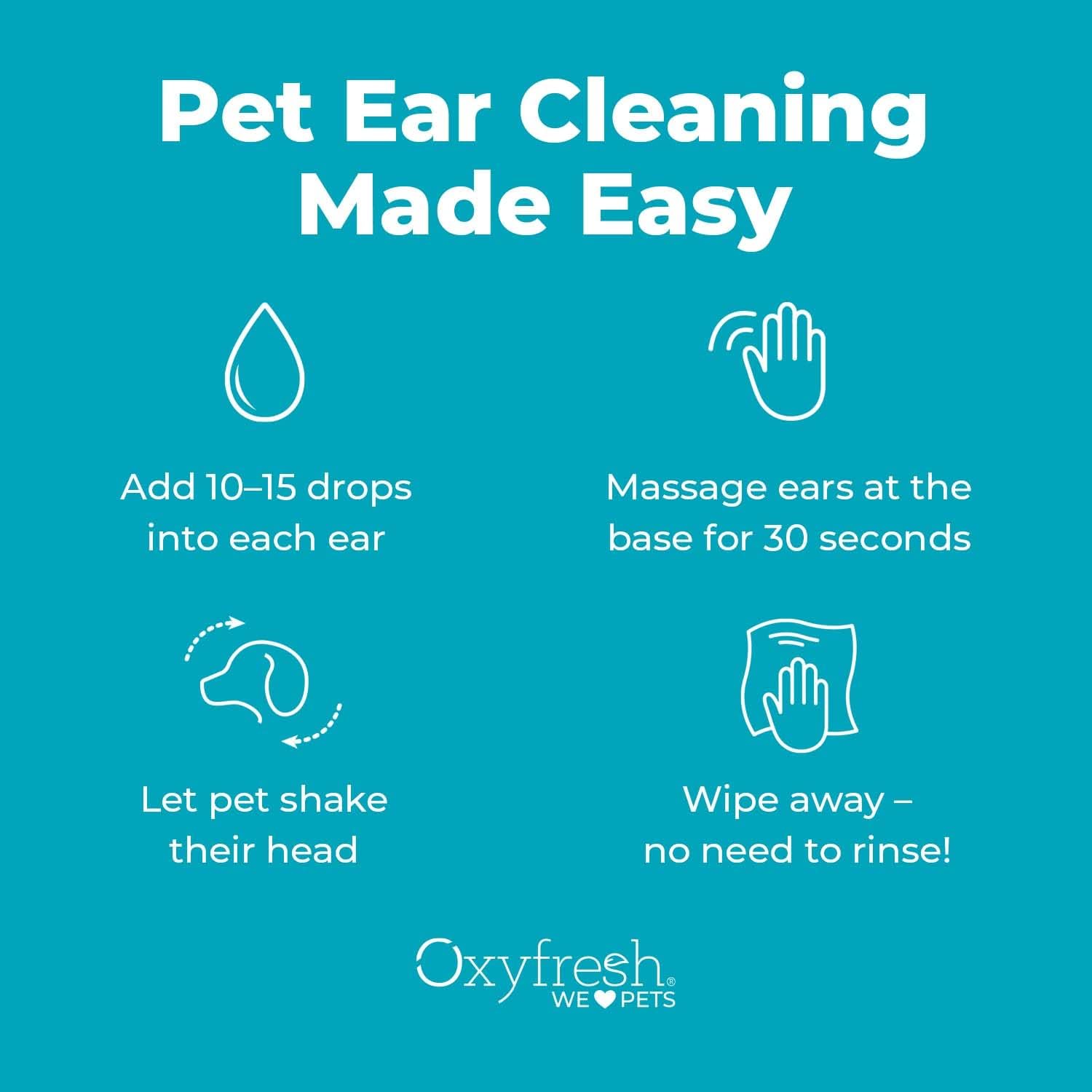 Oxyfresh Advanced Ear Cleanser for Dogs & Cats – Fast Acting Pet Ear Wash | Gentle Ear Cleanser for Dogs Works Great for Routine Dog Ear Wash and