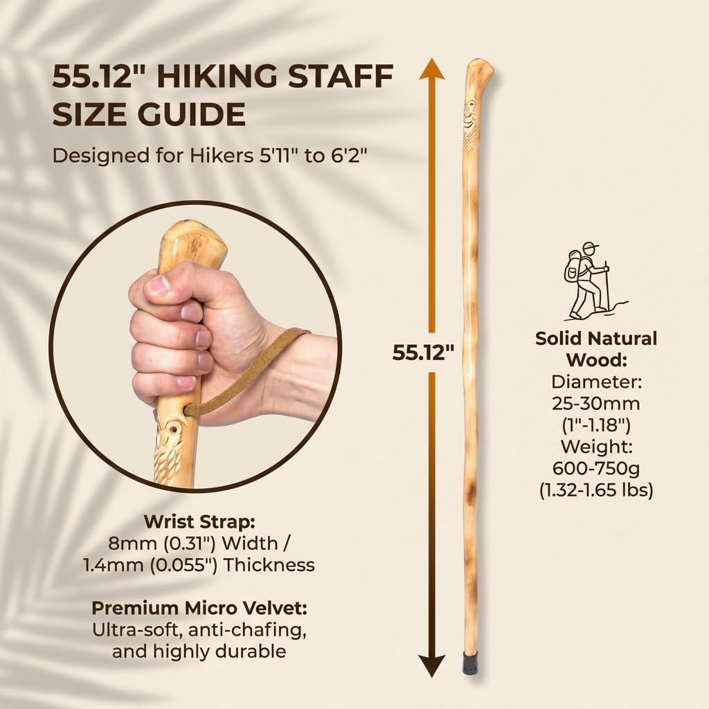 FOREST PILOT Root Head Wooden Walking Stick with Old Man Face Carving(Nature Color, 55 Inches, 1 Piece